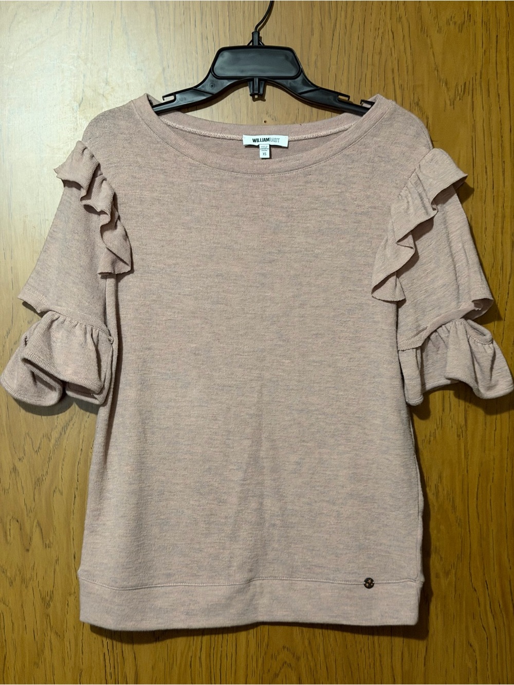 William Rast Dusty Rose Ruffle Sleeve Knit Top